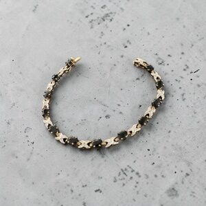 Gold Tone Bracelet With Dark Blue Crystals